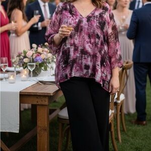 💖 Festival Fairy Vibes! Chico’s Abstract Tunic Blouse – Size 3 (XL / 16)